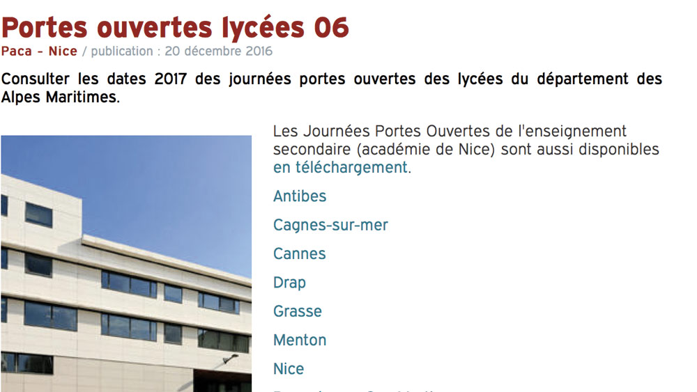 Orientation 3e : JPO des lycées du 06 et du 83